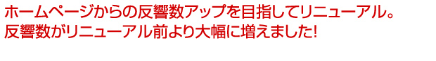 ホームページからの反響数アップを目指してリニューアル。
反響数がリニューアル前より大幅に増えました！